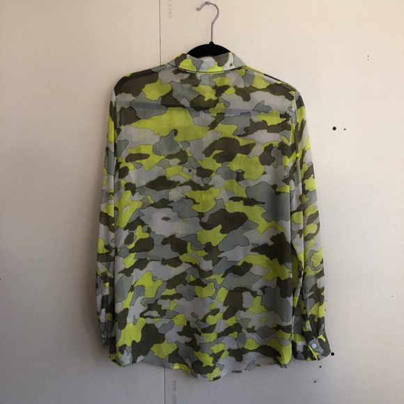 Club Monaco Sheet Silk Neon Camouflage Shirt. - Picture 5 of 5
